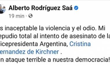 COMUNICADO DE ALBERTO SOBRE EL ATENTADO A LA VICEPRESIDENTA DE LA NACIÓN