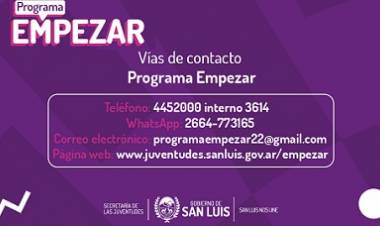 PROGRAMA EMPEZAR: AHORA LAS Y LOS JÓVENES PODRÁN INSCRIBIRSE DE MODO ONLINE